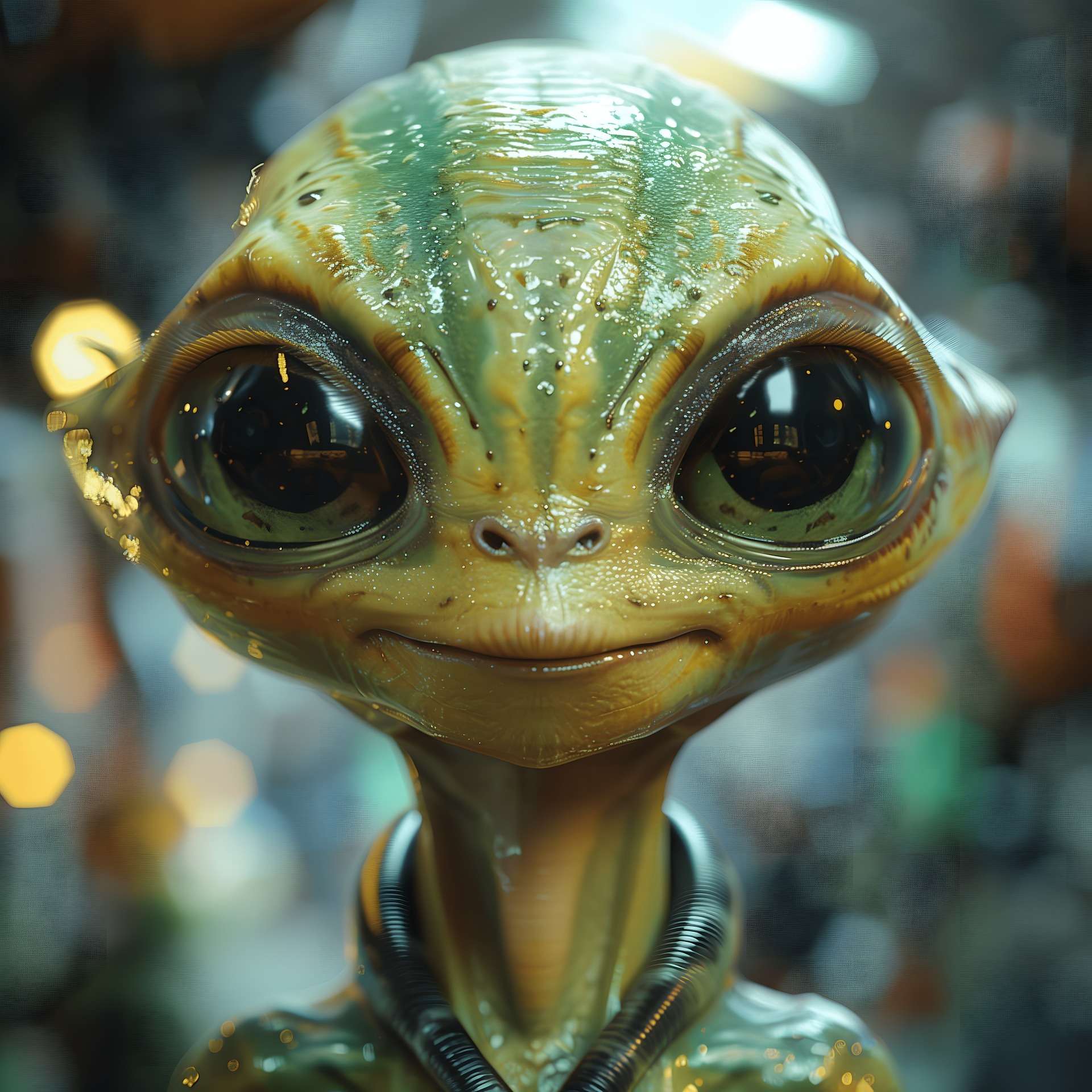 green alien with big eyes