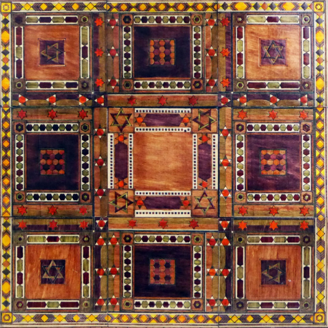 Marquetry box hexagon side