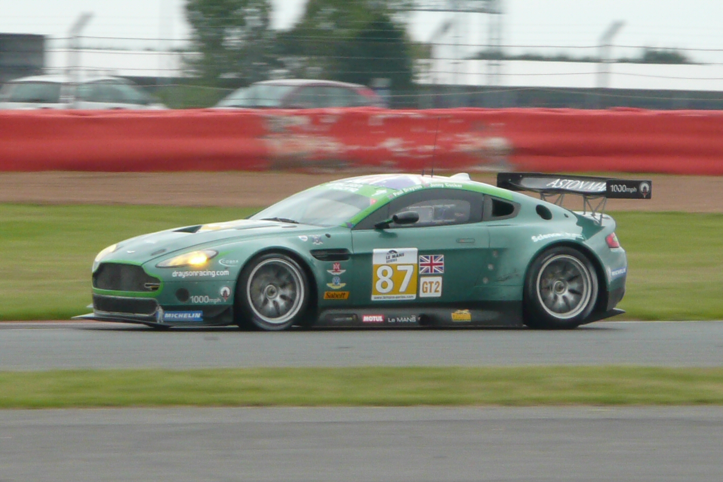 Drayson Racing Aston Martin Vantage GT2 racing in the Le Mans Series at Silverstone Circuit in 2009