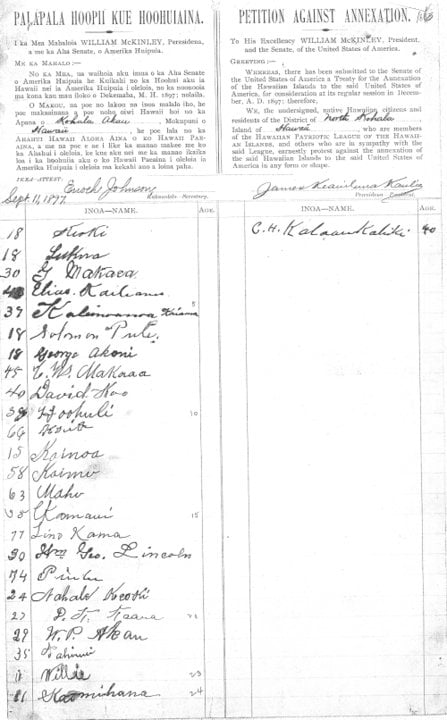 WP Akau - Sept 11, 1897 - Petition Against Annexation