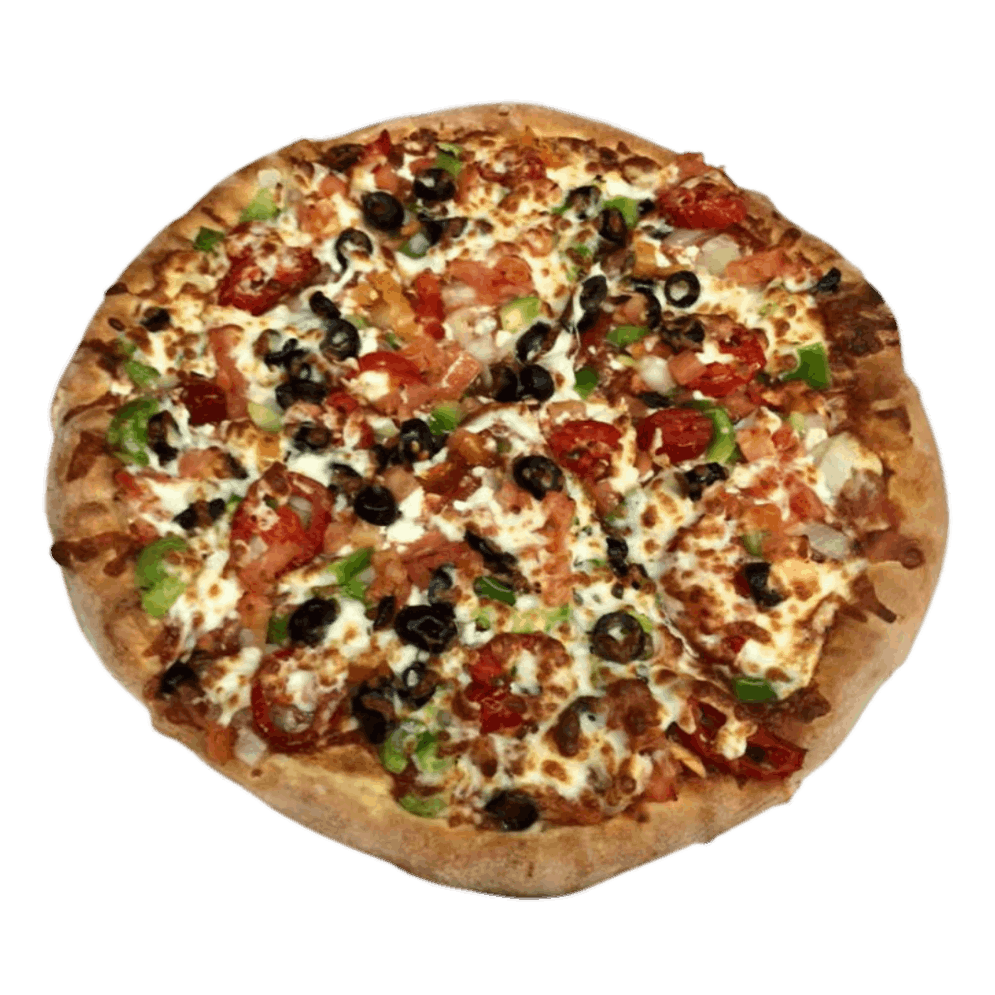 Pizza with all the toppings at the Wedgeman Pizzeria.