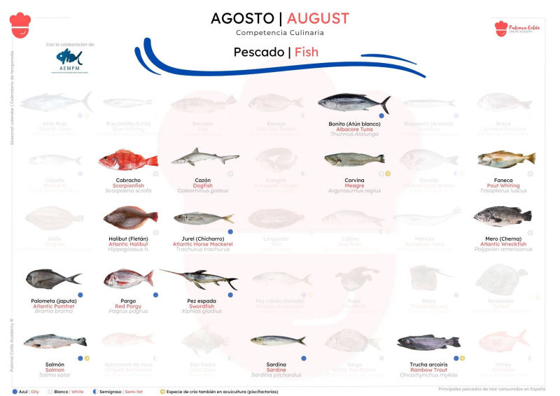 AGOSTO - Calendario de Temporada de Pescados - Paloma Colás Academy