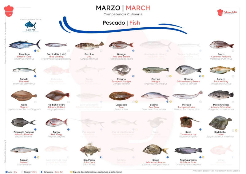 MARZO - Calendario de Temporada de Pescados - Paloma Colás Academy
