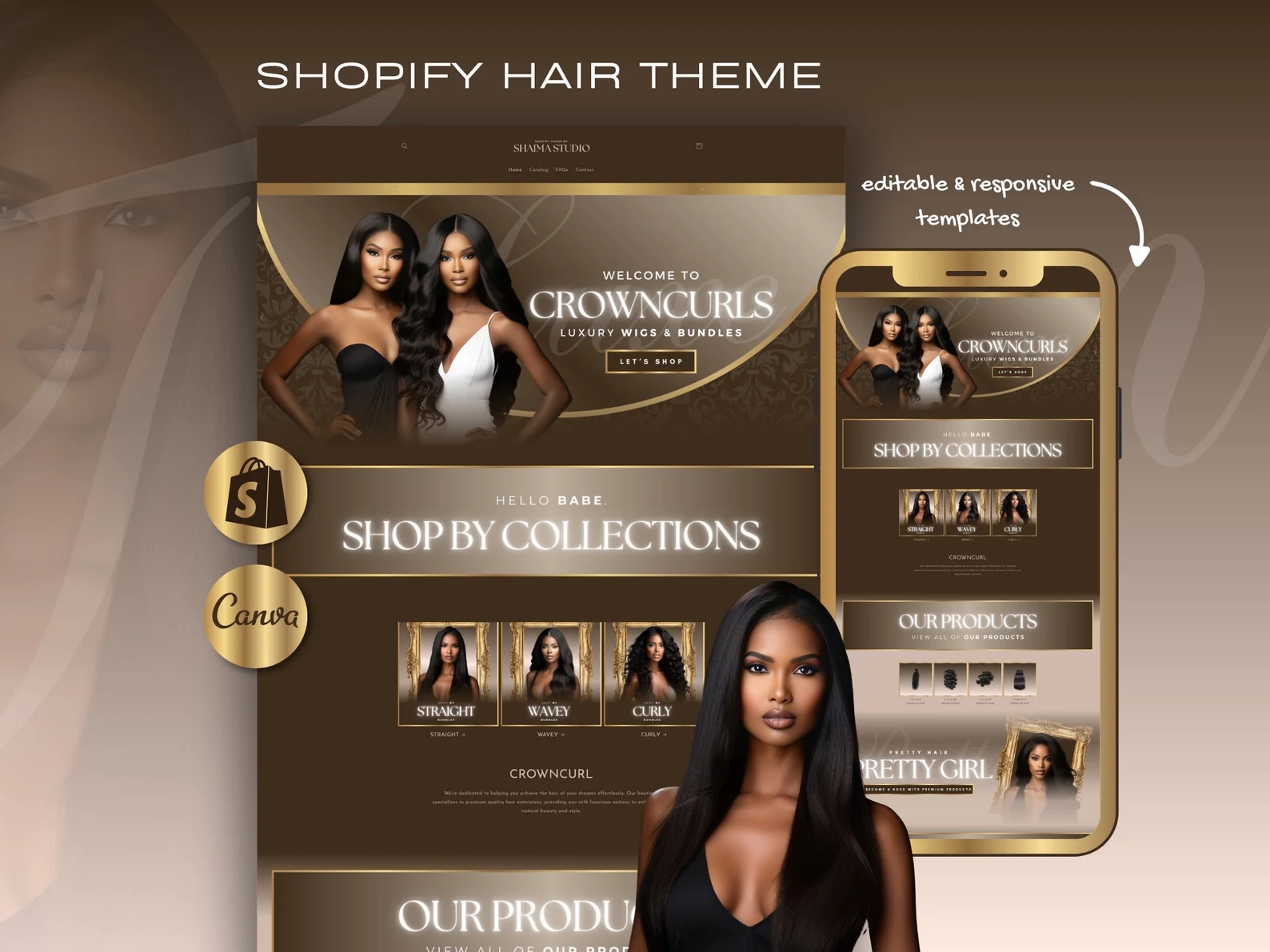 HairAlchemy – Bronze Gold & Chocolate Luxury Hair Shopify Theme