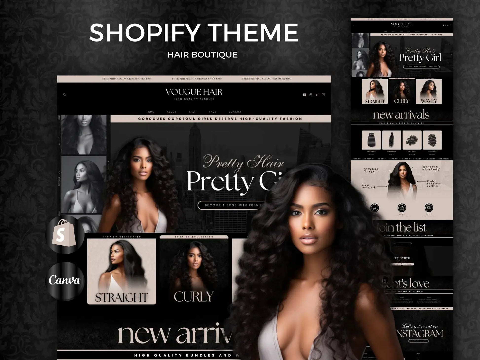 Vogue Luxury Beige Hair Shopify Theme