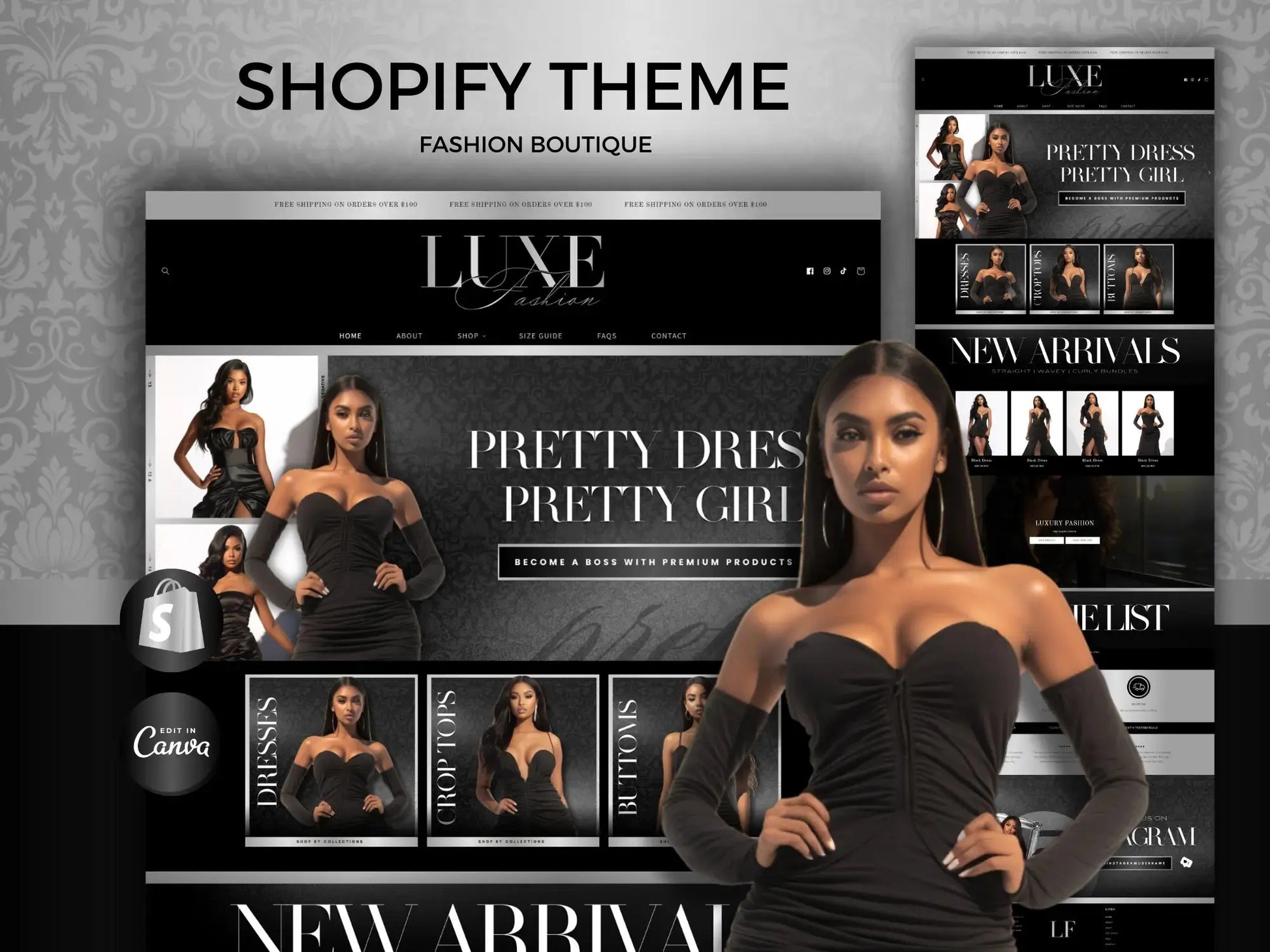 Hair Luxe : Silver & Black Luxury Hair Shopify Theme
