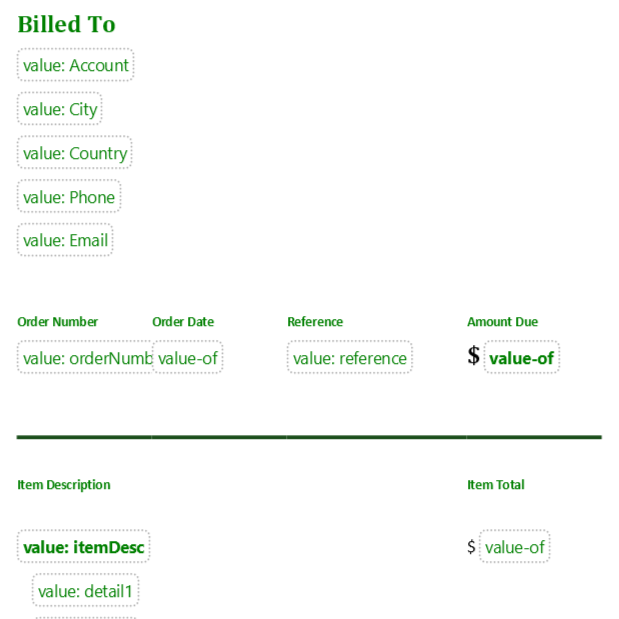 Rich text template for the invoice sample