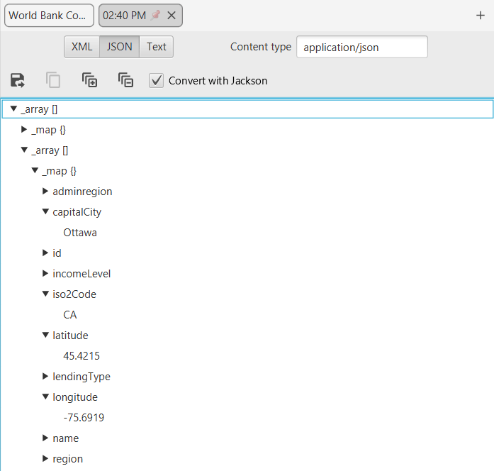 Results viewing panel