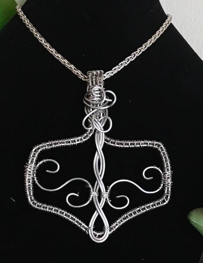 Mjolnir Thor's Hammer Wire Woven Necklace Pendant