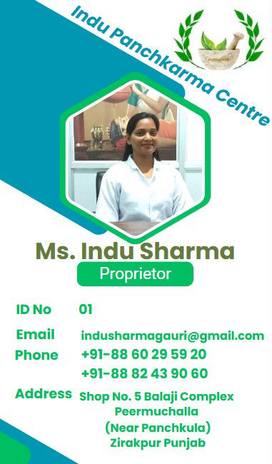 "Indu Panchkarma Centre" "Owner-Panchkarma Therapist"