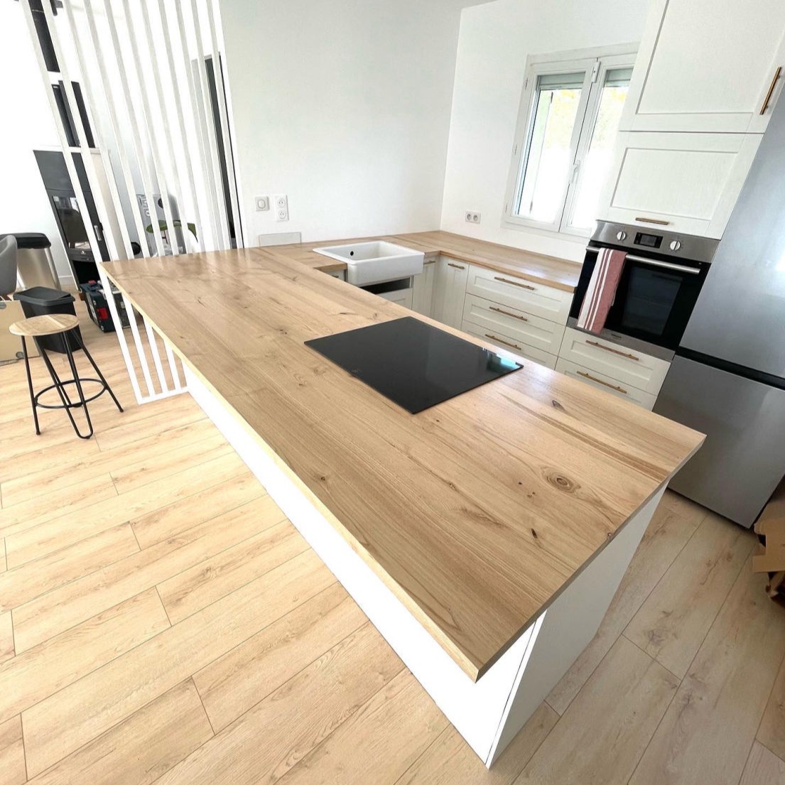 plan de travail en chataignier massif sur mesure