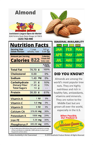 Southside Produce Market Nutrition Facts and Seasonal Availability - XXXXX