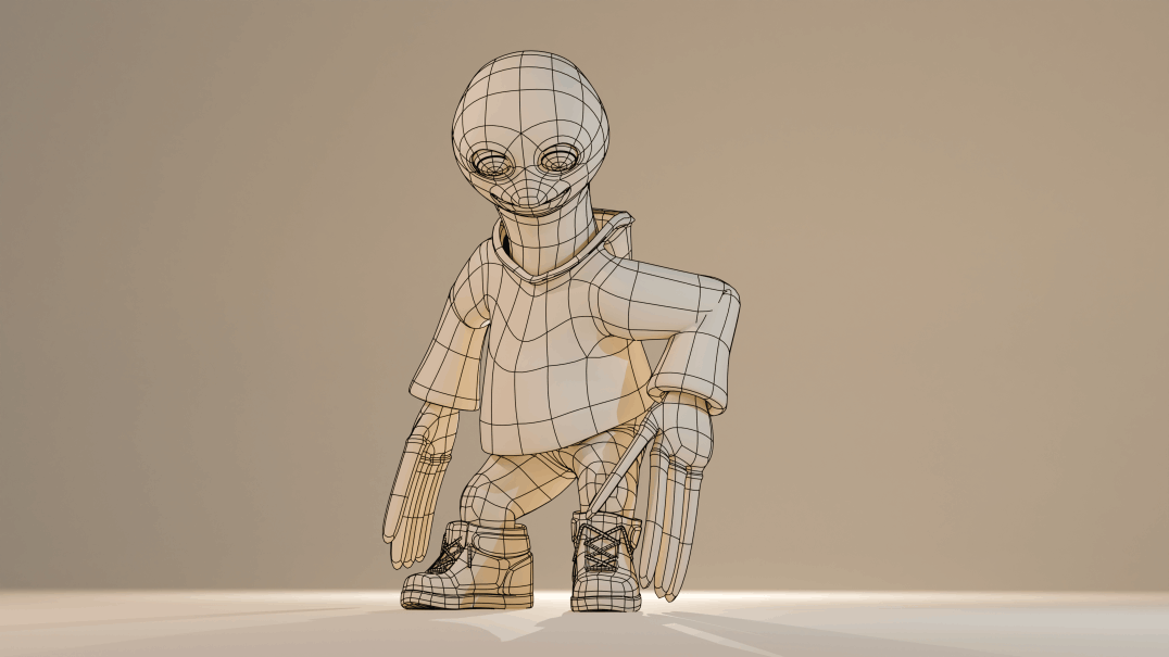 Mr. Pérez Crouching Wireframe by Adrián Holguín