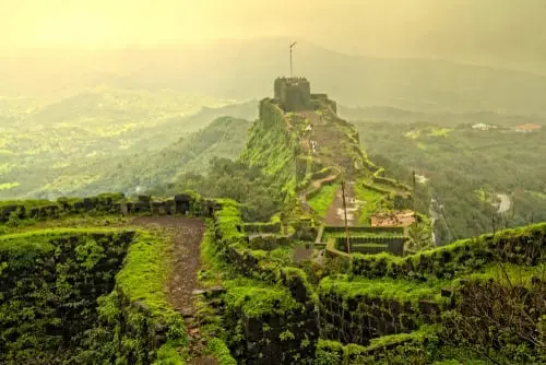 Pratapgarh Fort panoramic view – Majestic hill fort in Maharashtra, showcasing historical architecture and scenic landscapes