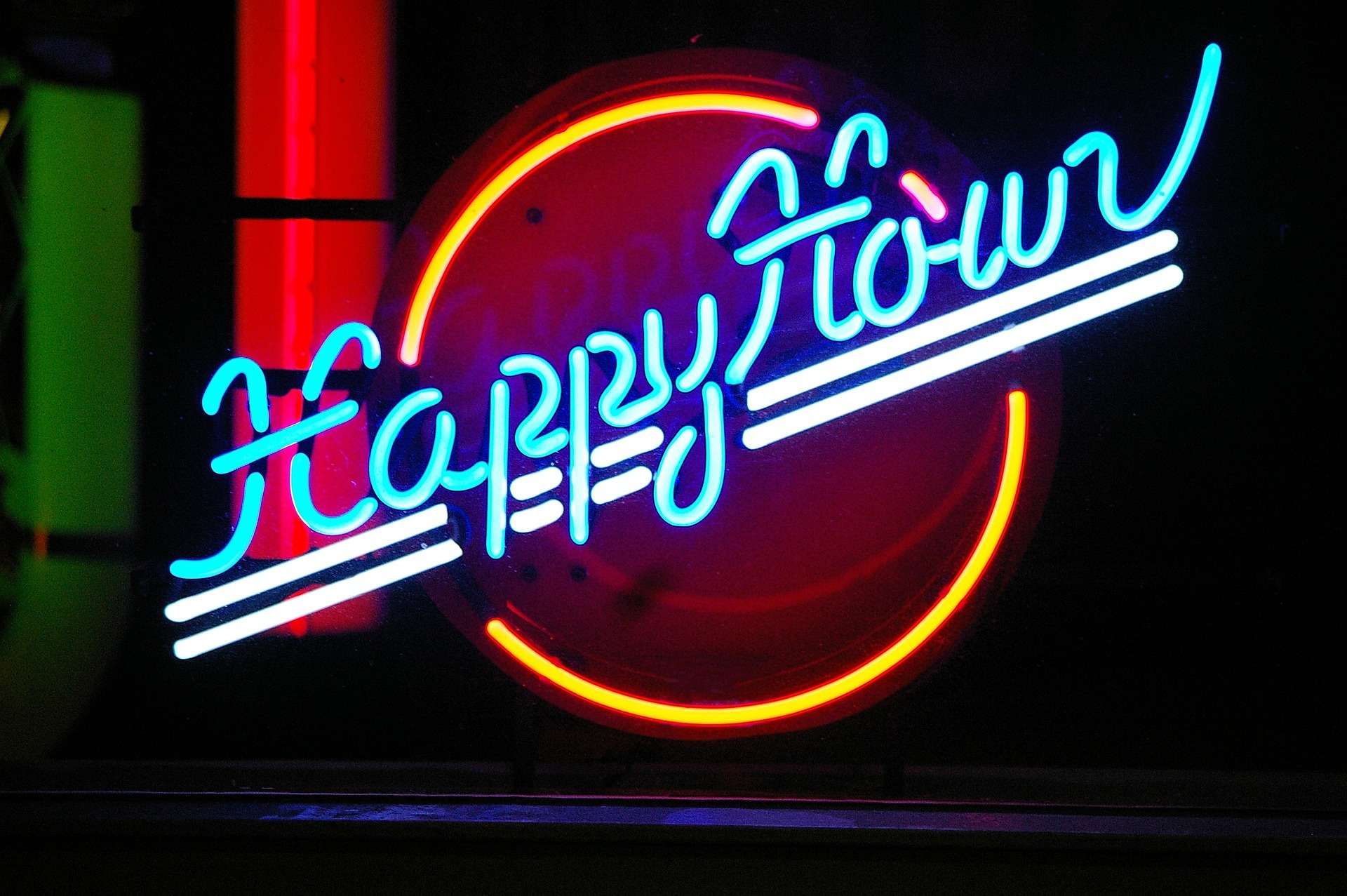 Happy Hour Sign in neon