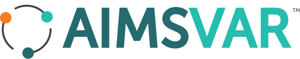 AIMSVAR Logo: Three arcs of orange, teal, and blue endpoints combining to form a circle and the word AIMSVAR follows.